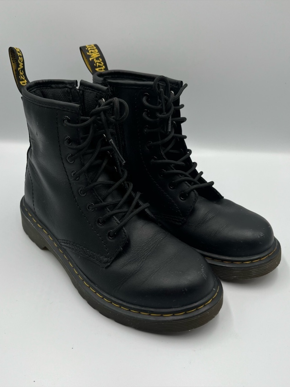 Dr. Martens Junior 1460 Softy T Leather Lace Up Boots in  Black Sz 2
